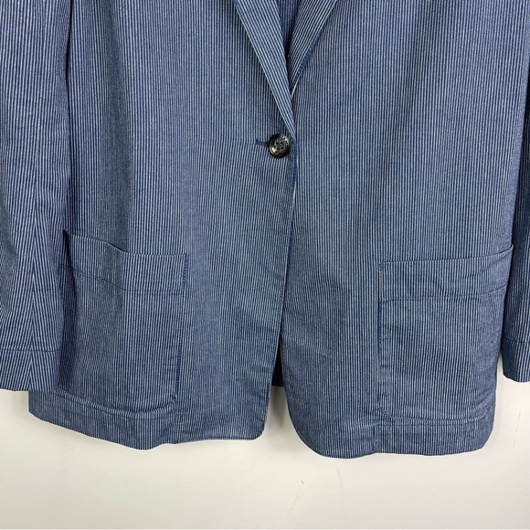 MARC BY MARC JACOBS Cotton Oversized Pinstriped Indigo Multi Blazer Jacket NWT L - Picture 11 of 16